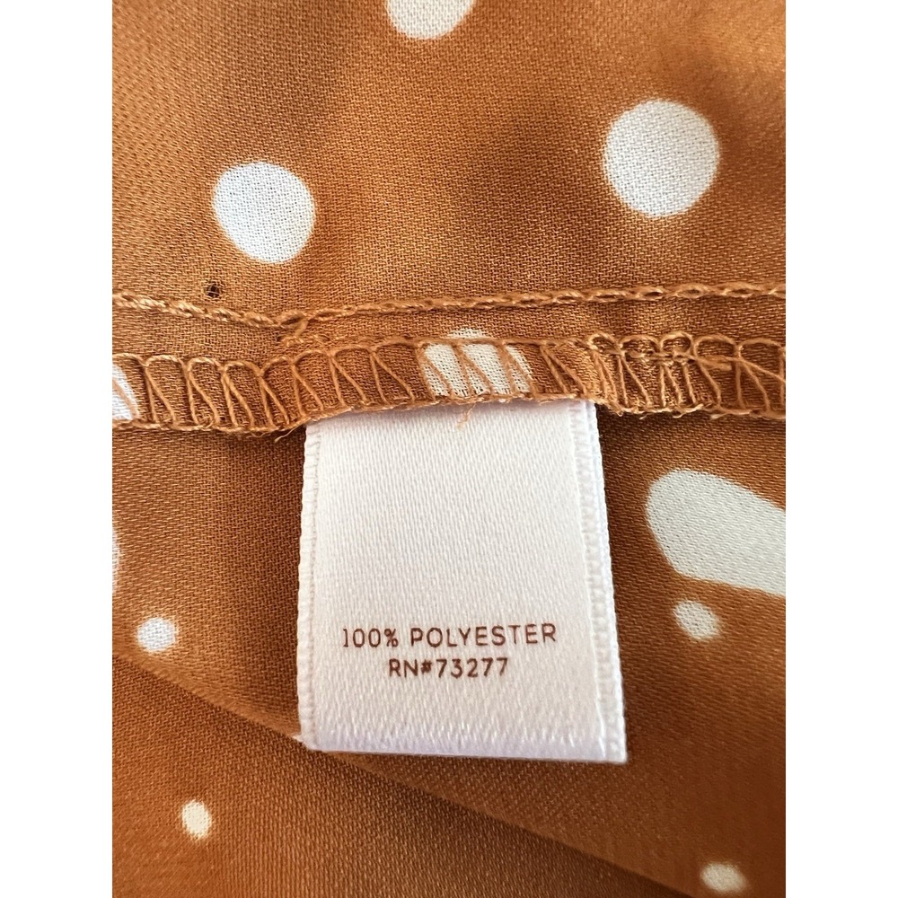 Lauren Conrad mustard orange top Blouse‎ Polka Dots Flowy Relaxed Sz Large - Picture 8 of 10